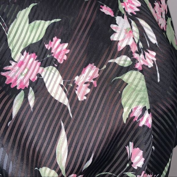 Vintage Eve Stillman Sheer Lace Floral Stripe Print Bodysuit - Picture 8 of 10